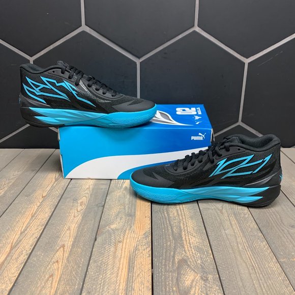<New W/ Box Men Puma LeMelo MB 02 Phenom Black Blue Basketball Sneakers Size 9.5